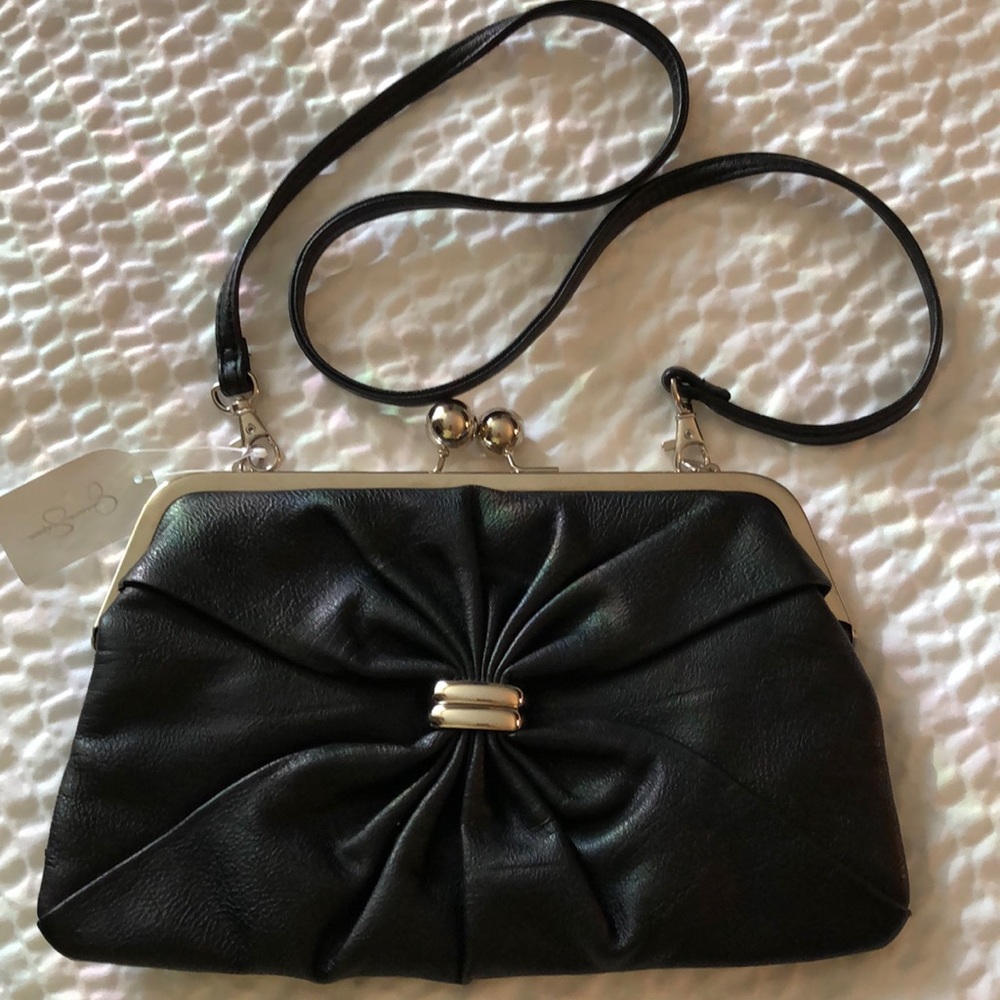 NEW with TAG JESSICA SIMPSON Black Faux Leather Shoulder Bag or Clutch